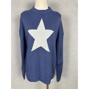 Just Polly Juniors' Women's Long Sleeve Star Sweater Blue Medium NWT's